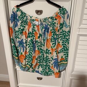 C&C California Floral Print Skirt with Orange and Green